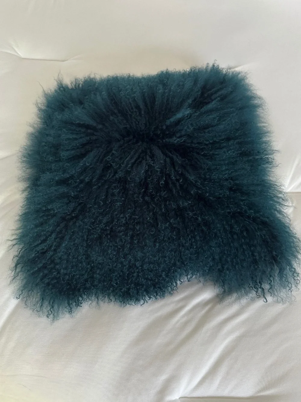 West Elm Mongolian Lamb Pillow Cover With Pillow Insert - Teal